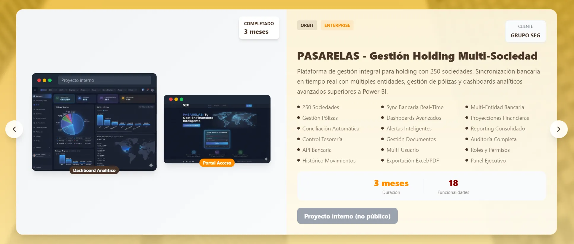 PASARELAS - Dashboard principal de gestión